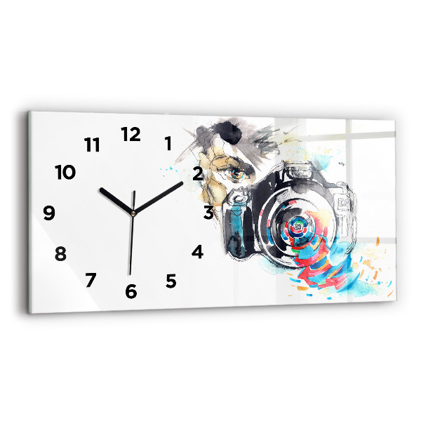 Horizontal wall clock Woman photographer camera