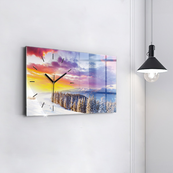 Horizontal wall clock Winter Mountain Landscape