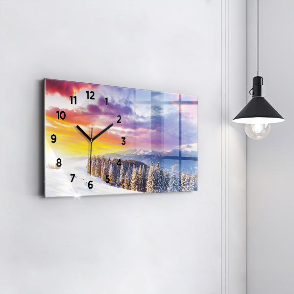 Horizontal wall clock Winter Mountain Landscape