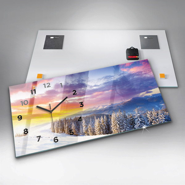 Horizontal wall clock Winter Mountain Landscape