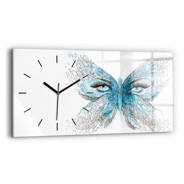 Horizontal wall clock Butterfly face