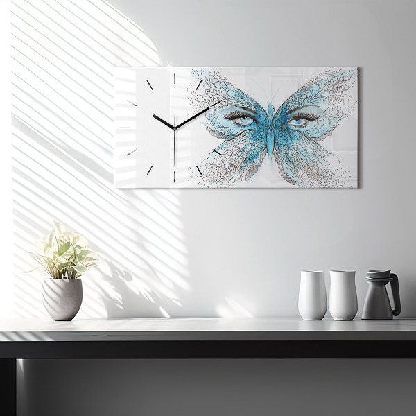 Horizontal wall clock Butterfly face