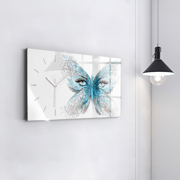 Horizontal wall clock Butterfly face