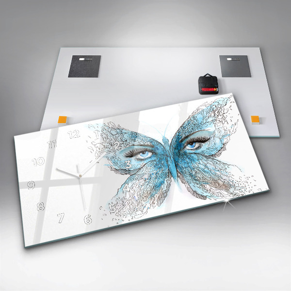 Horizontal wall clock Butterfly face