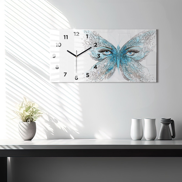 Horizontal wall clock Butterfly face