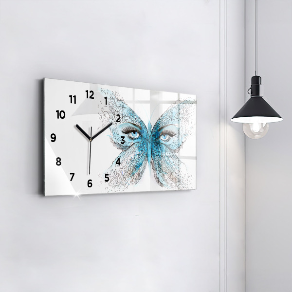 Horizontal wall clock Butterfly face
