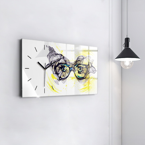 Horizontal wall clock Eyes glasses