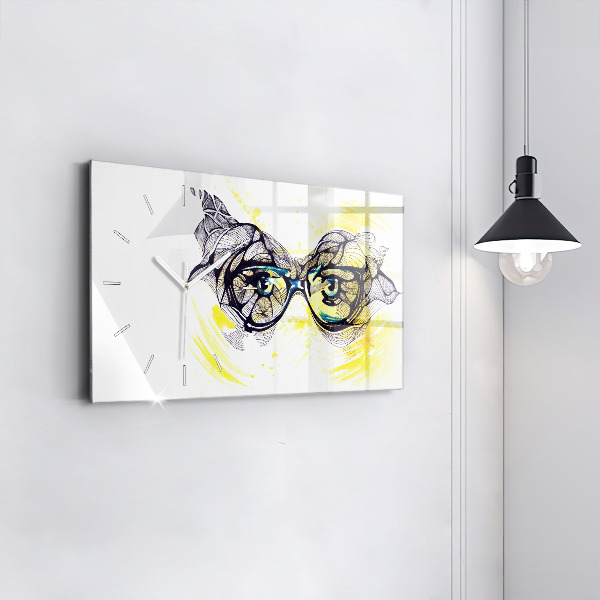 Horizontal wall clock Eyes glasses