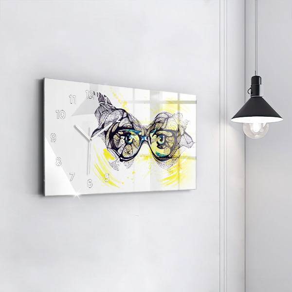 Horizontal wall clock Eyes glasses