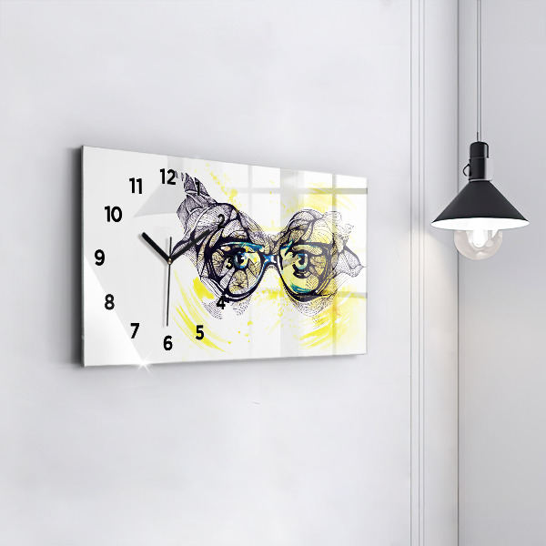 Horizontal wall clock Eyes glasses
