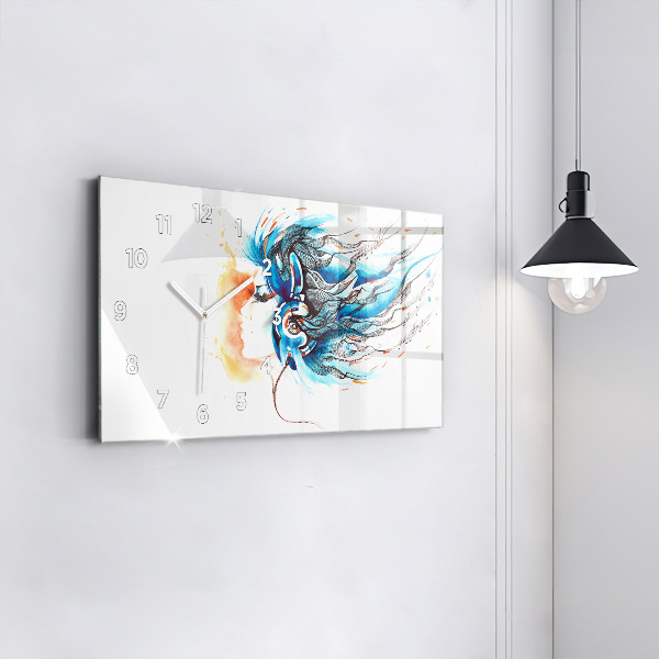 Horizontal wall clock Illustration of a handset