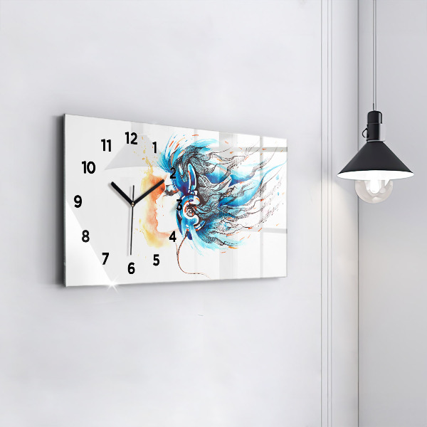 Horizontal wall clock Illustration of a handset