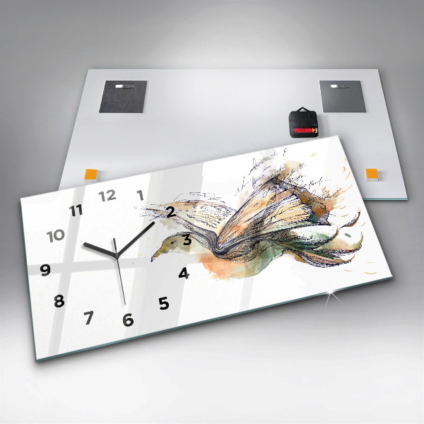 Horizontal wall clock Bird Book