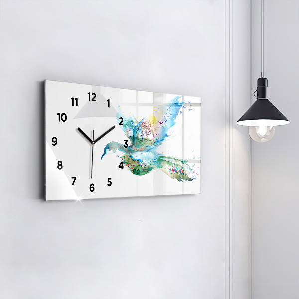 Horizontal wall clock Abstraction of bird and spring