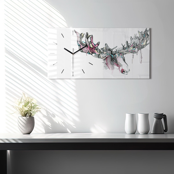 Horizontal wall clock Moose abstract