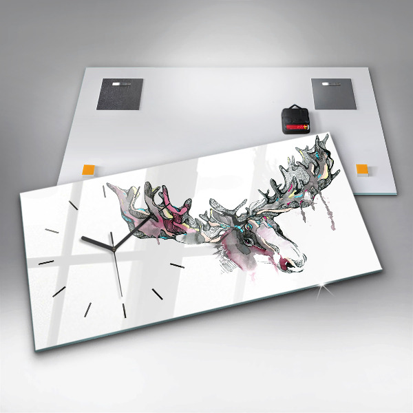 Horizontal wall clock Moose abstract