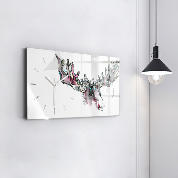 Horizontal wall clock Moose abstract