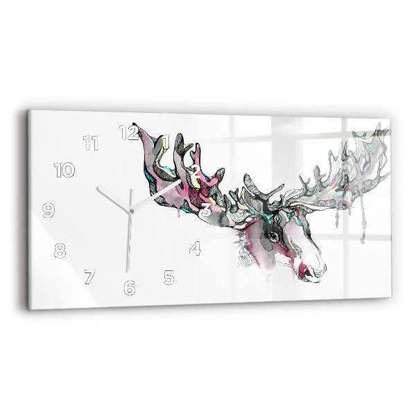 Horizontal wall clock Moose abstract