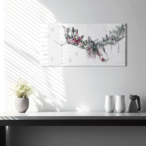 Horizontal wall clock Moose abstract