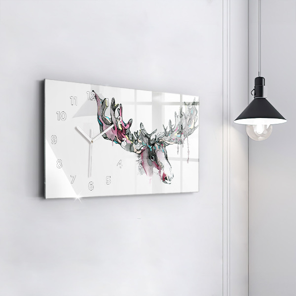 Horizontal wall clock Moose abstract