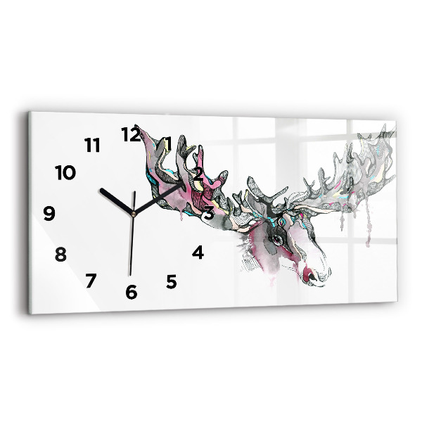 Horizontal wall clock Moose abstract