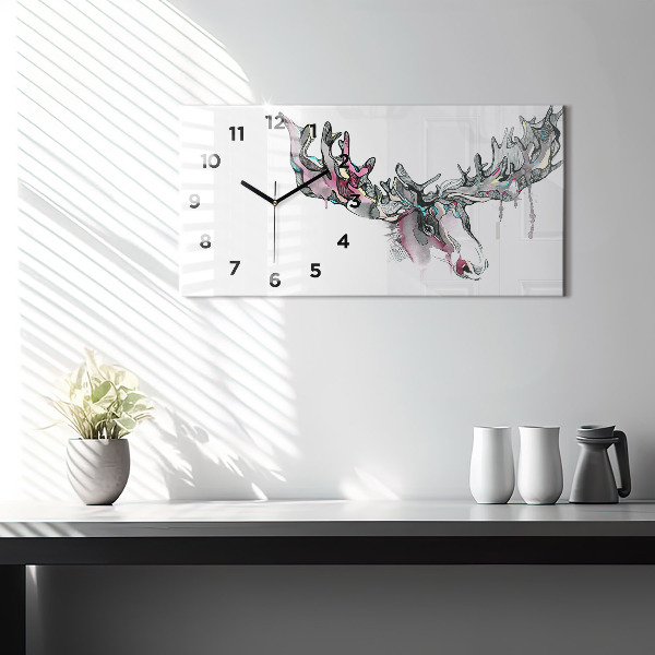 Horizontal wall clock Moose abstract