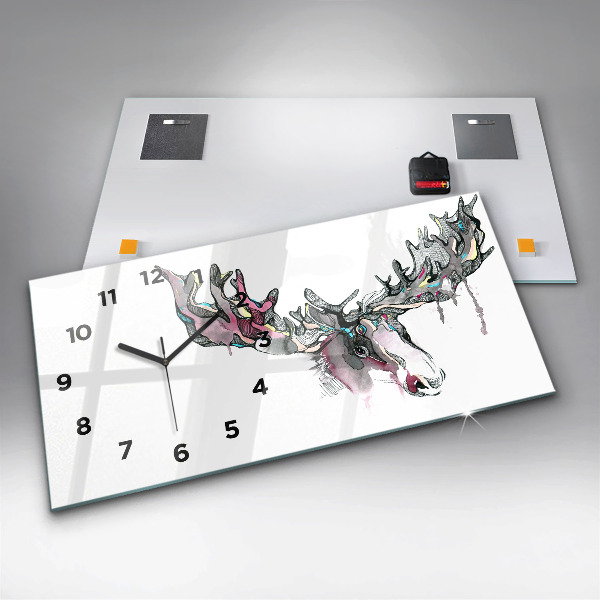 Horizontal wall clock Moose abstract