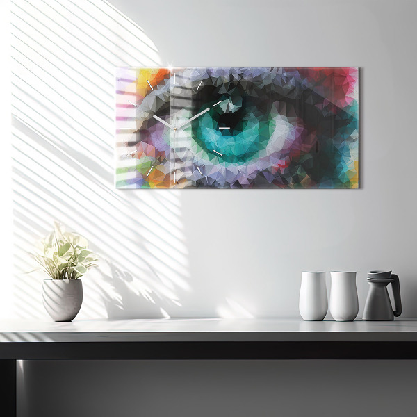 Horizontal wall clock Colorful human eye
