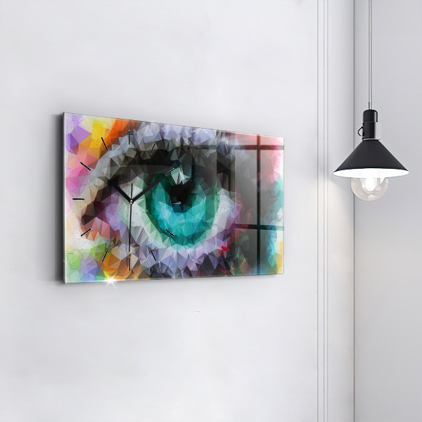 Horizontal wall clock Colorful human eye