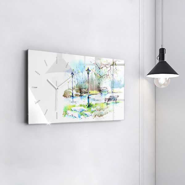 Horizontal wall clock Picturesque spring