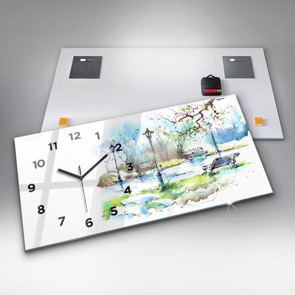 Horizontal wall clock Picturesque spring