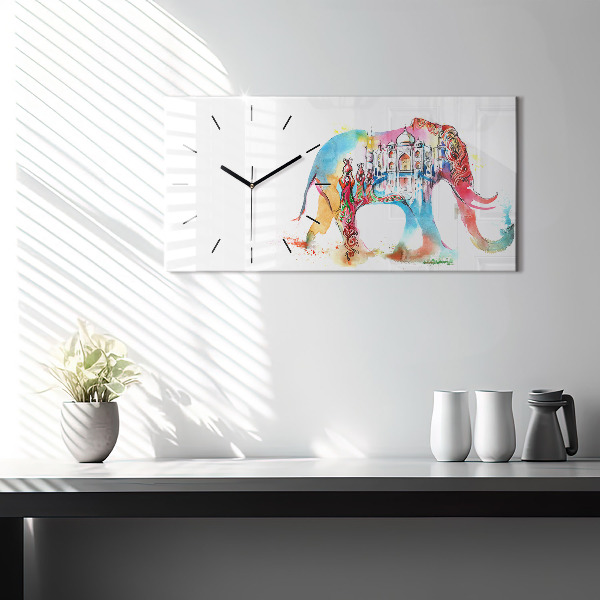 Horizontal wall clock Indian Culture