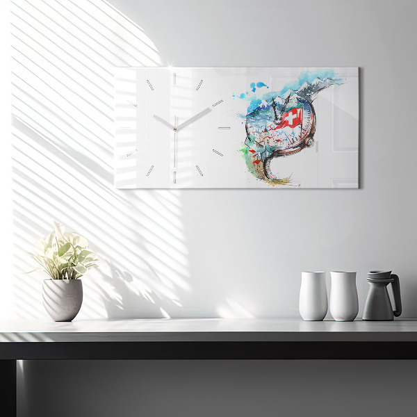 Horizontal wall clock Swiss watch