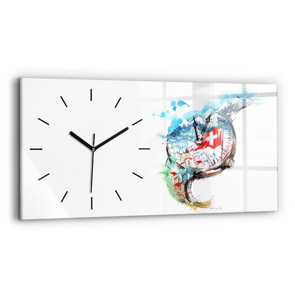Horizontal wall clock Swiss watch