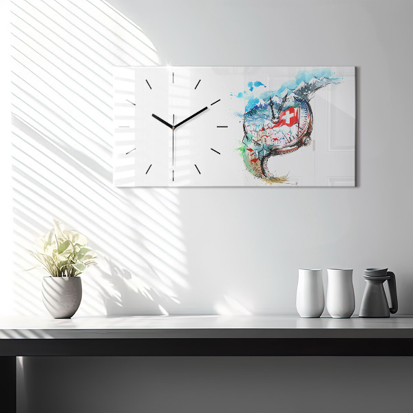 Horizontal wall clock Swiss watch