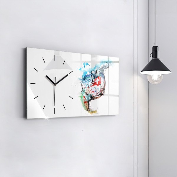 Horizontal wall clock Swiss watch