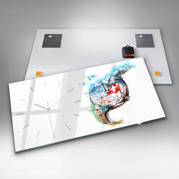 Horizontal wall clock Swiss watch
