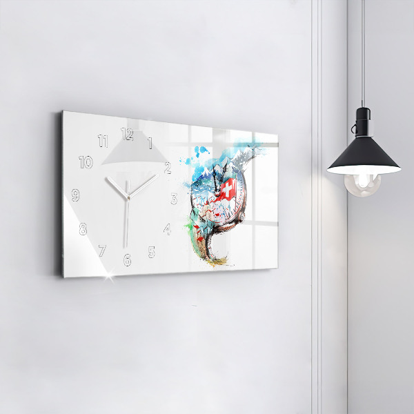 Horizontal wall clock Swiss watch