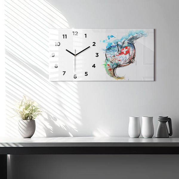 Horizontal wall clock Swiss watch