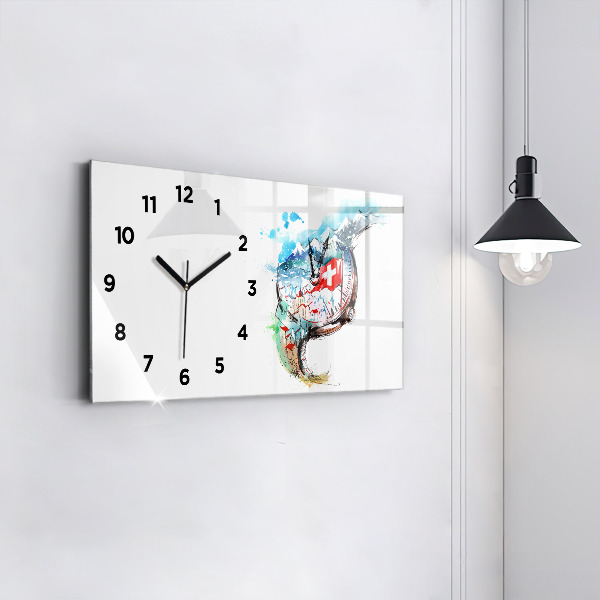 Horizontal wall clock Swiss watch