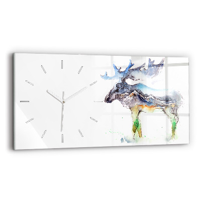 Horizontal wall clock Moose and Mountain Landscape