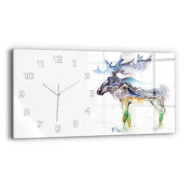 Horizontal wall clock Moose and Mountain Landscape