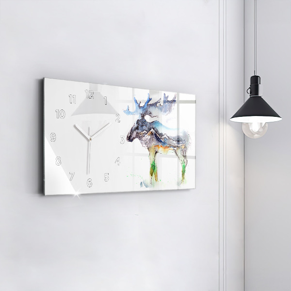 Horizontal wall clock Moose and Mountain Landscape