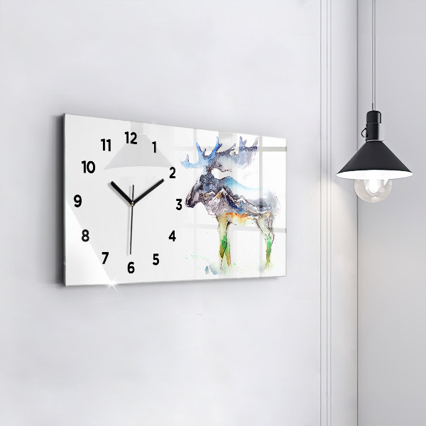 Horizontal wall clock Moose and Mountain Landscape
