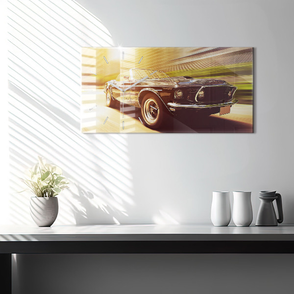 Horizontal wall clock Classic old car