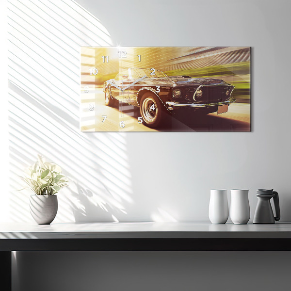 Horizontal wall clock Classic old car