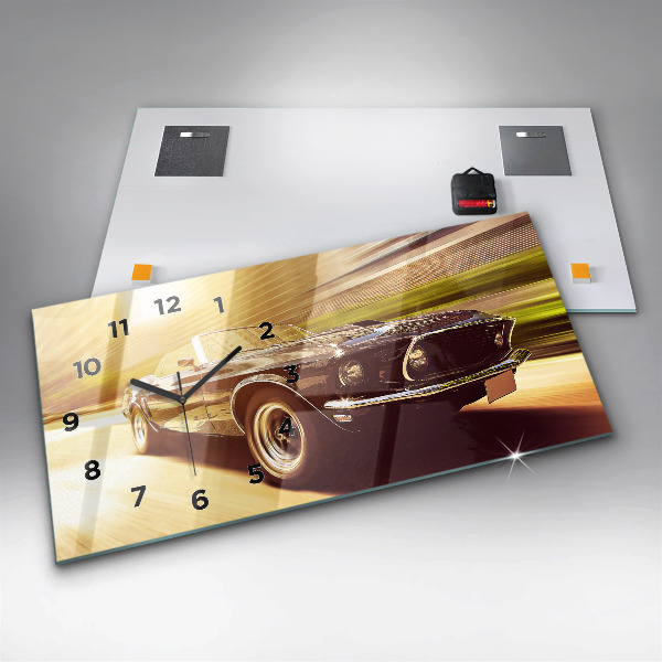 Horizontal wall clock Classic old car