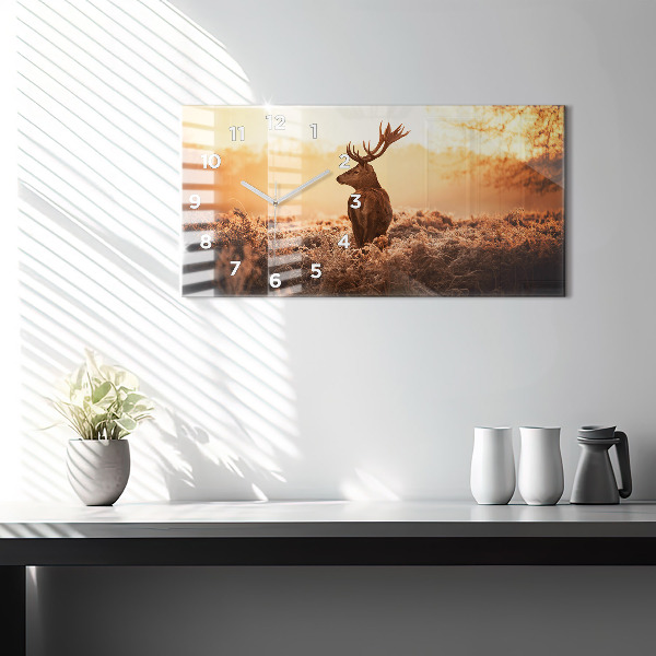 Horizontal wall clock Deer at sunrise