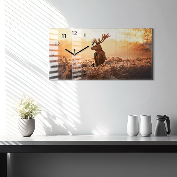 Horizontal wall clock Deer at sunrise