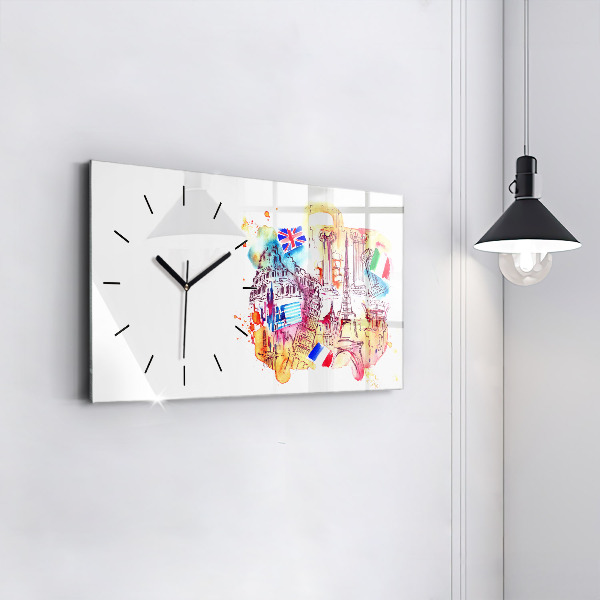 Horizontal wall clock Attractive countries in the world